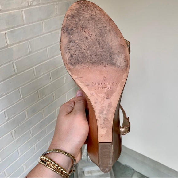 Kate Spade Rose Gold Studded Wedge Sandals - Picture 11 of 11